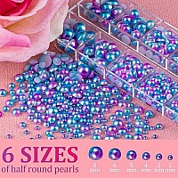 Belleboost 4 Boxes Flat Back Rhinestonepearls Kits Flatback Round Glass Abclear Gemscolorfulblue Mermaidpink Mermaid Half R