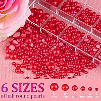 Belleboost Flat Back Pearls Kits 2 Boxes Of Flatback Red Half Round Pearls With Pickup Pencil And Tweezer For Home Diy And Profe