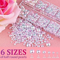 Belleboost Flat Back Pearls Kits 2 Boxes Of Flatback Pink Mermaid1 Box Of Blue Mermaid Half Round Pearls With Pickup Pencil And