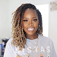 Toyotress Tiana Passion Twist Hair 8 Inch 8 Packs Pretwisted Crochet Braids Ombre Brown Blonde Short Bob Prelooped Syntheti