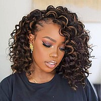 Toyotress Ocean Wave Crochet Hair 16 Inch 8 Packs Ombre Brown Crochet Braids Deep Twist Synthetic Braiding Hair Extensions 16