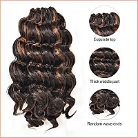 Toyotress Ocean Wave Crochet Hair 16 Inch 8 Packs Ombre Brown Crochet Braids Deep Twist Synthetic Braiding Hair Extensions 16