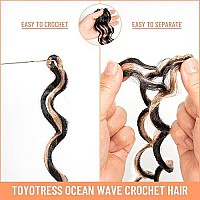 Toyotress Ocean Wave Crochet Hair 16 Inch 8 Packs Ombre Brown Crochet Braids Deep Twist Synthetic Braiding Hair Extensions 16