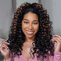 Toyotress Beach Curl Crochet Hair 14 Inch 8 Packs Black Mix Brown Ocean Wave Crochet Hair Shoulder Midlength Curly Water Wav