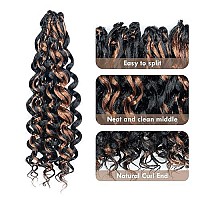 Toyotress Beach Curl Crochet Hair 14 Inch 8 Packs Black Mix Brown Ocean Wave Crochet Hair Shoulder Midlength Curly Water Wav