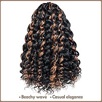 Toyotress Beach Curl Crochet Hair 14 Inch 8 Packs Black Mix Brown Ocean Wave Crochet Hair Shoulder Midlength Curly Water Wav