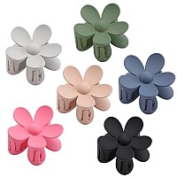 Hair Claw Clips 6Pcs Matte Flower Claw Clips Large Hair Clips For Women Thick Hair Big Cute Dasiy Hair Clips Non Slip Strong