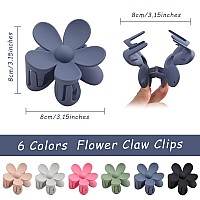 Hair Claw Clips 6Pcs Matte Flower Claw Clips Large Hair Clips For Women Thick Hair Big Cute Dasiy Hair Clips Non Slip Strong