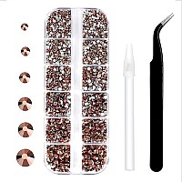 4240Pcs Rosegold Flatback Rhinestones 6 Sizes Crystal Diamonds For Nail Art Crafts Clothes Shoes With Tweezers And Picking Pen