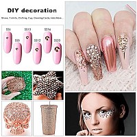 4240Pcs Rosegold Flatback Rhinestones 6 Sizes Crystal Diamonds For Nail Art Crafts Clothes Shoes With Tweezers And Picking Pen