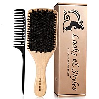 Boar Bristle Hair Brush 100 Pure Boar Bristle Paddle Brush For Women Men Kids Thin Fine Long Curly Or Any Type Of Hair Res