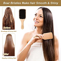 Boar Bristle Hair Brush 100 Pure Boar Bristle Paddle Brush For Women Men Kids Thin Fine Long Curly Or Any Type Of Hair Res