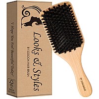 Boar Bristle Hair Brush 100 Pure Boar Bristle Paddle Brush For Women Men Kids Thin Fine Long Curly Or Any Type Of Hair Res