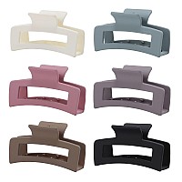 6 Pack Square Claw Clips Hair Claw Clips For Women Girls 35 Medium Nonslip Rectangular Claw Matte Hair Claws Strong Hair