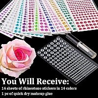 2758 Pcs Of Rhinestone Stickers 34568Mm With 14 Colors Self Adhesive Face Gems Stick On Body Crystal Jewels With Quick Dry