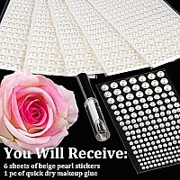 1182 Pcs Of Pearl Stickers 34568Mm Beige Half Round Pearls Self Adhesive Face Gems Stick On Body Crystal Beads With Quick D