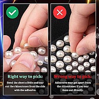 1182 Pcs Of Pearl Stickers 34568Mm Beige Half Round Pearls Self Adhesive Face Gems Stick On Body Crystal Beads With Quick D