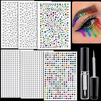 2010 Pcs Of Rhinestone Stickers 3456Mm Clearcolorful Self Adhesive Face Gems Stick On Body Crystal Jewels With Quick Dry Ma