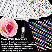 2010 Pcs Of Rhinestone Stickers 3456Mm Clearcolorful Self Adhesive Face Gems Stick On Body Crystal Jewels With Quick Dry Ma