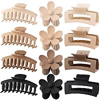 12 Pack Large Hair Claw Clips 43 Inch Rectangle Hair Claw Clips Flower Hair Clips For Women Thick Hair Matte Hair Clip Banana