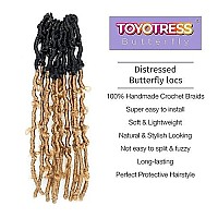 Toyotress Butterfly Locs Crochet Hair 18 Inch Ombre Blonde Pretwisted Distressed Crochet Braids Long Faux Locs Prelooped Sy