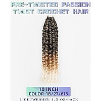 10 Inch 8 Packs Pretwisted Pre Looped Passion Twist Crochet Hair For Black Women And Kidsombre Grey To Blonde Offwhite3 Tones