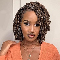 Toyotress Bob Spring Twist Hair 10 Inch 7 Packs Ombre Orange Pretwisted Crochet Hair Spring Twists Crochet Braids Synthetic