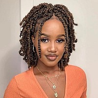 Toyotress Bob Spring Twist Hair 10 Inch 7 Packs Ombre Orange Pretwisted Crochet Hair Spring Twists Crochet Braids Synthetic