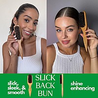 Grannaturals Boar Bristle Slick Back Hair Brush For Sleek Ponytail Bun Smoothing Baby Hairs Flyaways Edge Control Backcomb