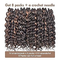 Toyotress Beach Curl Crochet Hair 12 Inch 8 Packs Brown Highlight Ocean Wave Crochet Hair Short Curly Water Wave Deep Twist S