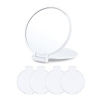 Qislee Compact Mirror Bulk Round Makeup Mirror For Purse Set Of 4 White