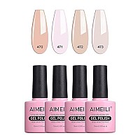 Aimeili Nude Pink Gel Nail Polish Soak Off U V Led Neutral Skin Tone Gel Polish Colors For Nail Art Diy Gel Nail Manicure Kit Se