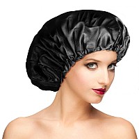 Shower Caps For Women Extra Large Adjustable Waterproof Reusable Shower Cap Hair Cap For Shower Hat For Women Girls Long Thick