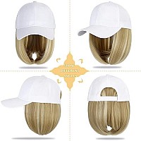 Lansigreen Baseball Cap With Hair Extensions Hat Wig Adjustable Hat Attached Curly Wave 14 Synthetic Hairpiece For Women Bleac