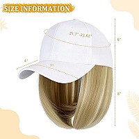 Lansigreen Baseball Cap With Hair Extensions Hat Wig Adjustable Hat Attached Curly Wave 14 Synthetic Hairpiece For Women Bleac