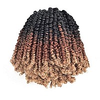 Toyotress Bob Spring Twist Hair 6 Inch 8 Packs Ombre Brown Blonde Pretwisted Crochet Hair Spring Twists Crochet Braids Synth