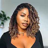 Toyotress Bob Spring Twist Hair 10 Inch 7 Packs Ombre Brown Blonde Pretwisted Crochet Hair Spring Twists Crochet Braids Synt