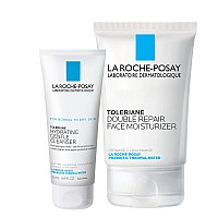 La Rocheposay Toleraine Skin Care Set Double Repair Face Moisturizer 100Ml Hydrating Gentle Cleanser 50Ml Oil Free Moistu