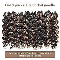 Toyotress Beach Curl Crochet Hair 12 Inch 8 Packs Brown Highlight Ocean Wave Crochet Hair Short Curly Water Wave Deep Twist W