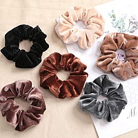 Ivaryss Scrunchies For Women 12 Pcs Velvet Scrunchies For Hair Dark Colors Classic Elastic Thick Scrunchy Hair Bands Ties Sof