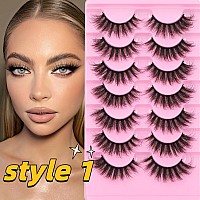 Tnfvloneins False Eyelashes Natural Mink Lashes Fluffy Wispy Cat Eye Lashes Natural Look 5D Extension Faux Mink Eyelashes Pack 1