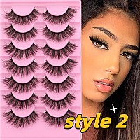 Tnfvloneins False Eyelashes Natural Mink Lashes Fluffy Wispy Cat Eye Lashes Natural Look 5D Extension Faux Mink Eyelashes Pack 1