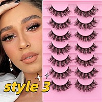 Tnfvloneins False Eyelashes Natural Mink Lashes Fluffy Wispy Cat Eye Lashes Natural Look 5D Extension Faux Mink Eyelashes Pack 1