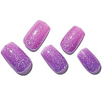 Glamermaid Handmade Thermochromic Press On Nails Medium Square Pink Purple Ombre Jelly Soft Gel Fake Nails Short Square Flash