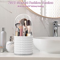 Doogoocoo Makeup Brush Holder With Lid 2023 Newest Diamond Version Dustproof 360 Rotating Cosmetics Make Up Brush Organizer S