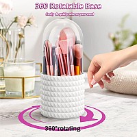 Doogoocoo Makeup Brush Holder With Lid 2023 Newest Diamond Version Dustproof 360 Rotating Cosmetics Make Up Brush Organizer S