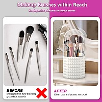 Doogoocoo Makeup Brush Holder With Lid 2023 Newest Diamond Version Dustproof 360 Rotating Cosmetics Make Up Brush Organizer S