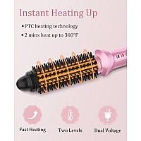 Weeyum Curling Iron Brush For Short Long Hair Hair Curling Brush Long Barrel Tourmaline Ceramic Dual Voltage Curling Brush Iro