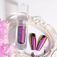 Meilinds Chrome Nail Powder Liquid Holographic Mirror Effect Aurora Laser Nail Glitter Gel Nail Polish For Nail Art Manicure Diy