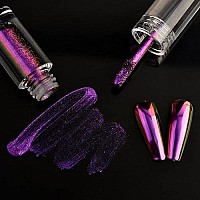 Meilinds Chrome Nail Powder Liquid Holographic Mirror Effect Aurora Laser Nail Glitter Gel Nail Polish For Nail Art Manicure Diy